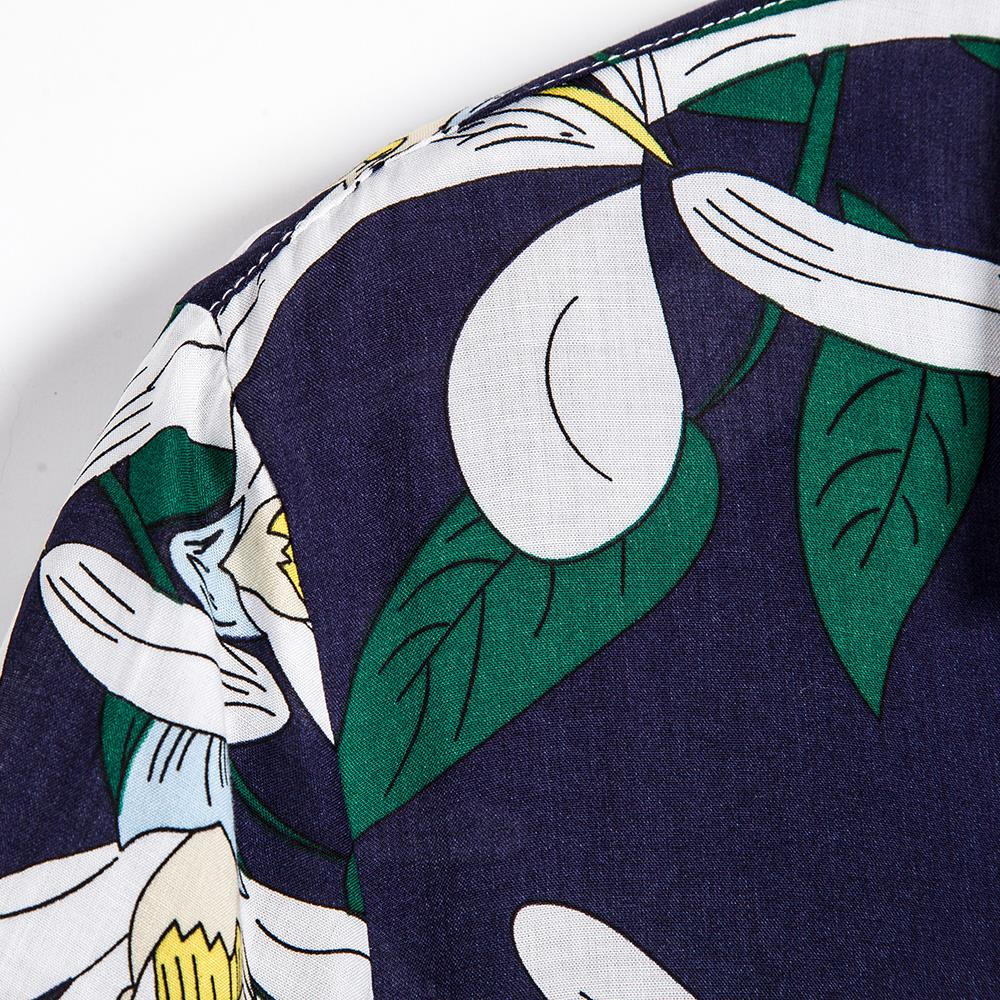 Camisa Floral Estampada de Botão Orquidea